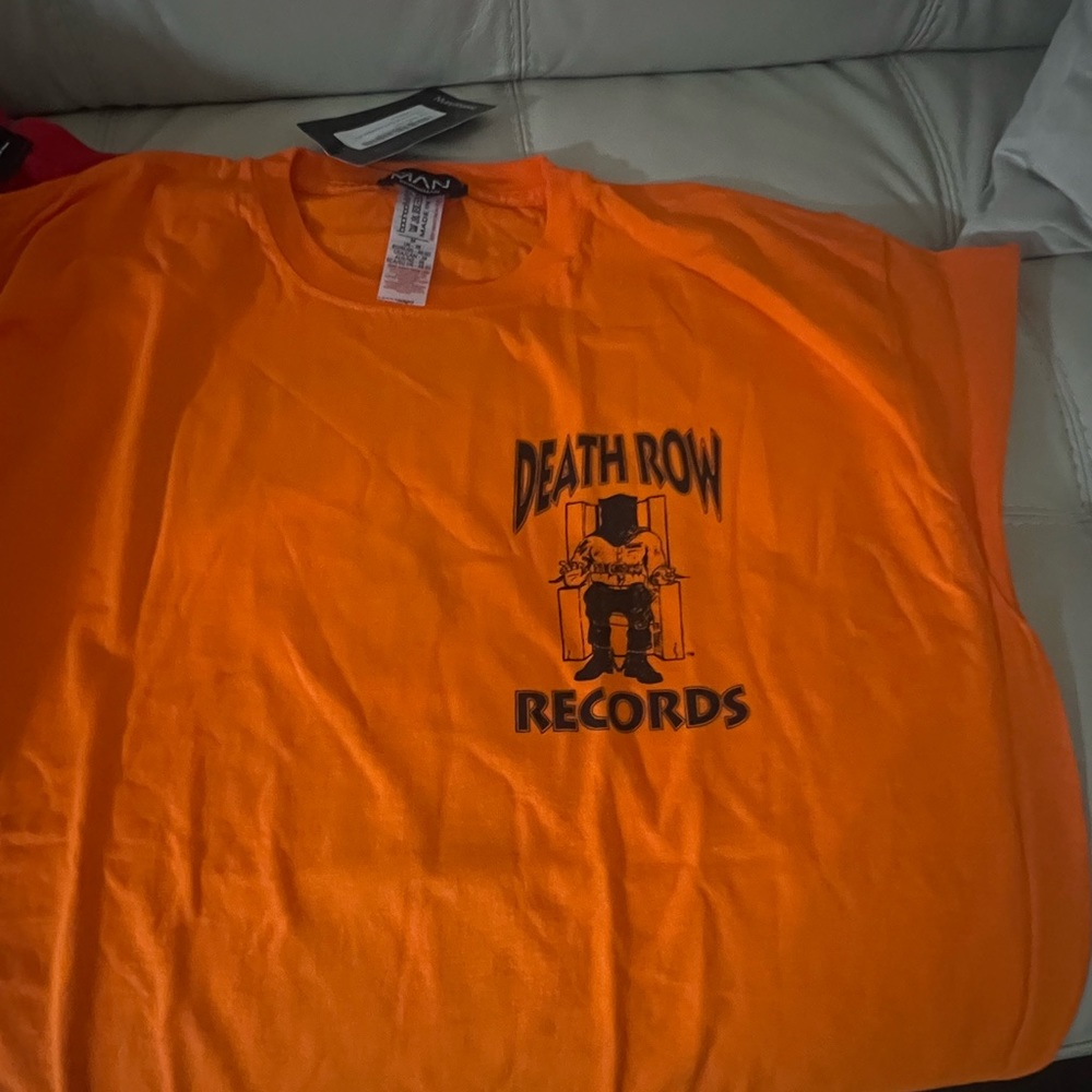 Orange Oversized Death Row Records Front& back Black Print  M size